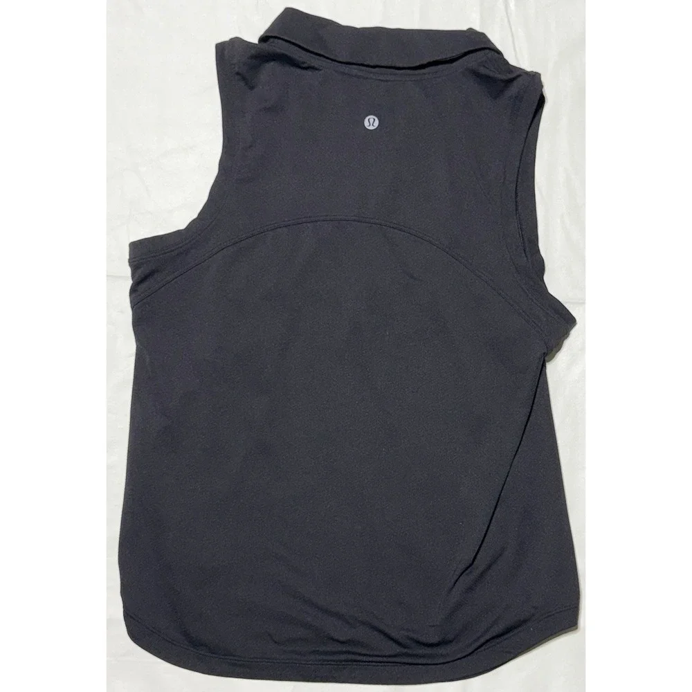 Lululemon Womens Black Sleeveless Collared Polo Top Size 8 Stretch Athletic